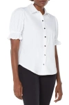 Liverpool Los Angeles Elbow Puff Sleeve Top In White
