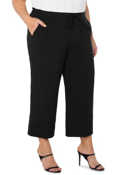 Liverpool Los Angeles Pull-on Crop Wide Leg Pants In Black