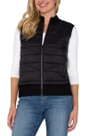Liverpool Los Angeles Quilted Mixed Media Vest In Black