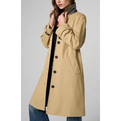 Liverpool Los Angeles Pleat Back Raglan Sleeve Cotton Coat In Brown