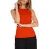 Liverpool Los Angeles Rib Boat Neck Tank In Burnt Orange