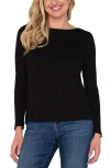 Liverpool Los Angeles Rib Boat Neck Top In Black