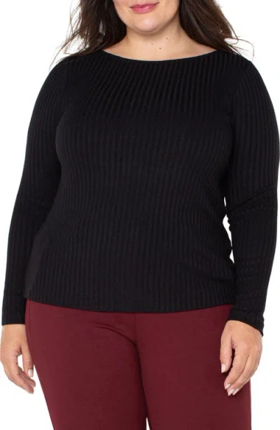 Liverpool Los Angeles Rib Boat Neck Top In Black