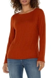 Liverpool Los Angeles Rib Boat Neck Top In Cedar
