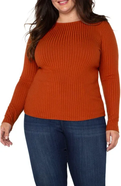 Liverpool Los Angeles Rib Boat Neck Top In Cedar