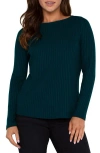 Liverpool Los Angeles Rib Boat Neck Top In Dark Forest