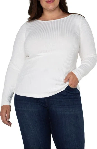 Liverpool Los Angeles Rib Boat Neck Top In Snow