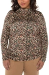 Liverpool Los Angeles Ruched Mock Neck Top In Brown