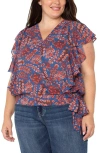 Liverpool Los Angeles Floral Ruffle Sleeve Top In Multi