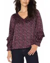 Liverpool Los Angeles Ruffle Balloon Sleeve Jacquard Top In Multi