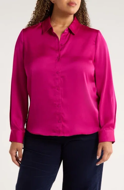 Liverpool Los Angeles Satin Button-up Shirt In Pink