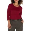 Liverpool Los Angeles Scoop Neck Cotton T-shirt In Pinot Noir