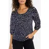 Liverpool Los Angeles Scoop Neck Ruffle Sleeve Top In Black