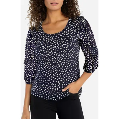 Liverpool Los Angeles Scoop Neck Ruffle Sleeve Top In Black