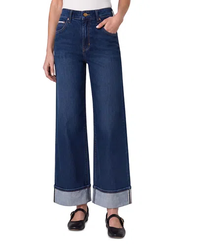 Liverpool Los Angeles Selvedge Morgan High Rise Cuffed Wide Leg Jeans In Cosmic Dust In Blue