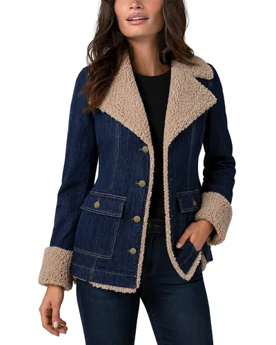 Liverpool Los Angeles Sherpa Trim Denim Jacket In Blue
