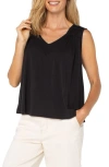 Liverpool Los Angeles Shirred Sleeveless Knit Top In Black