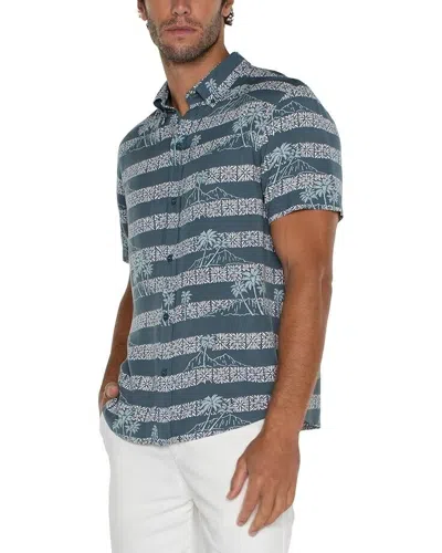Liverpool Los Angeles Shirt Men's L Green Cotton Short Sleeve Button Down Erk525