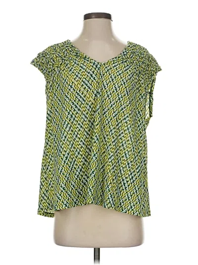 Pre-owned Liverpool Los Angeles Short Sleeve Blouse In Green