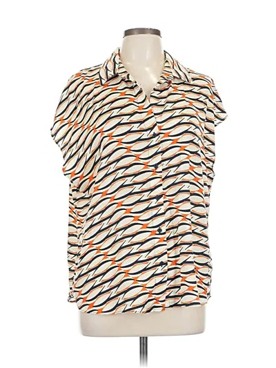 Pre-owned Liverpool Los Angeles Short Sleeve Blouse In White