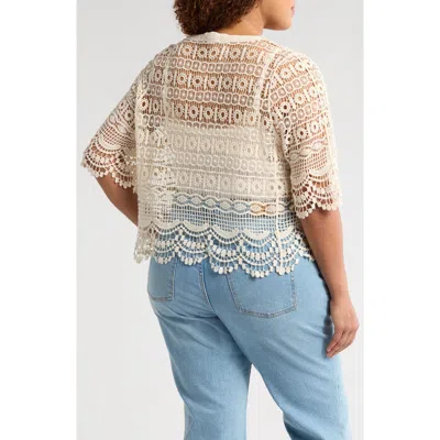 Liverpool Los Angeles Short Sleeve Lace Bolero In Antique Ivory