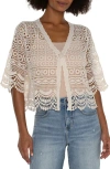Liverpool Los Angeles Short Sleeve Lace Cardigan In Antique Ivory