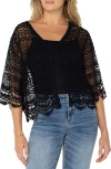 Liverpool Los Angeles Short Sleeve Lace Cardigan In Black