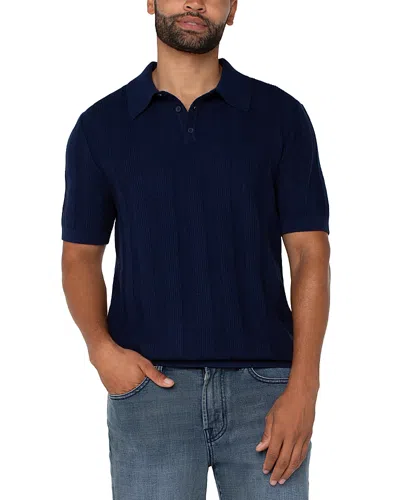 Liverpool Los Angeles Short Sleeve Polo Sweater In Navy