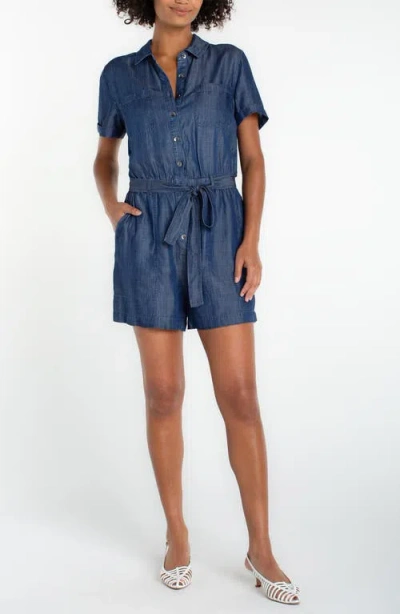 Liverpool Los Angeles Short Sleeve Romper In Blue