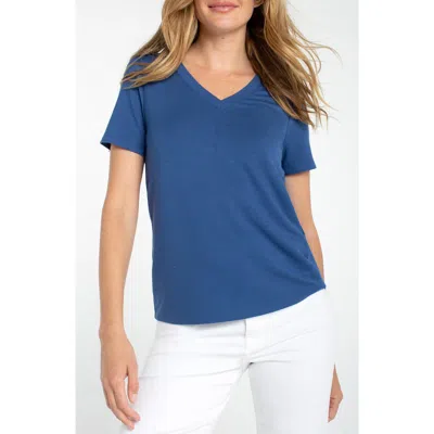 Liverpool Los Angeles Short Sleeve V-neck T-shirt In Blue