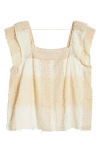 Liverpool Los Angeles Petite Cotton Frayed Square-neck Top In Neutral
