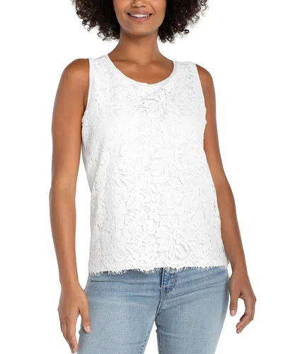 Liverpool Los Angeles Sleeveless Lace To Knit Hybrid Top In White