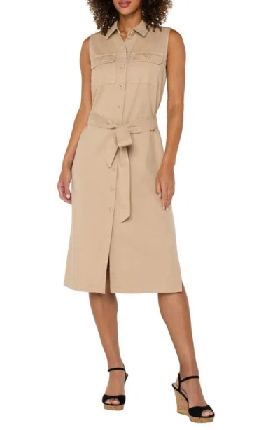 Liverpool Los Angeles Sleeveless Shirtdress In Neutral