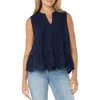 Liverpool Los Angeles Eyelet Embroidery Sleeveless Shirt In Navy
