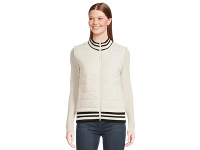 Liverpool Los Angeles Sleeveless Quilted Front Full Zip Sweater Vest In White