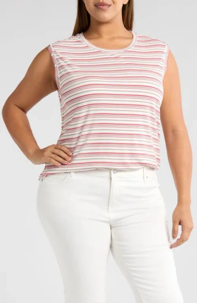 Liverpool Los Angeles Sleeveless Rib Top In Pink Multi Stripe