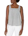 Liverpool Los Angeles Square Neck Sleeveless Jacquard Top In Black/ White Geo
