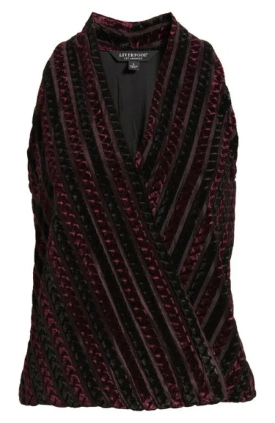 Liverpool Los Angeles Sleeveless Surplice Velvet Top In Red