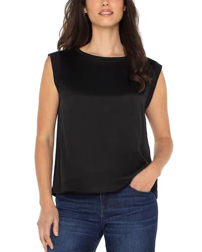 Liverpool Los Angeles Sleeveless Satin Top In Black