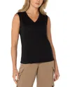Liverpool Los Angeles V-neck Sleeveless Stretch Cotton Top In Black