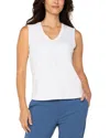 Liverpool Los Angeles V-neck Sleeveless Stretch Cotton Top In White