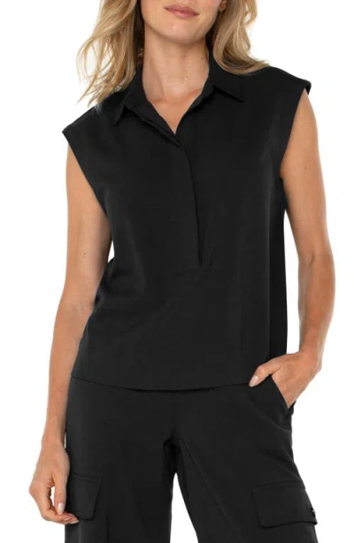 Liverpool Los Angeles Sleeveless Woven Popover Top In Black