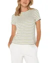 Liverpool Los Angeles Slim Fit Crewneck Knit Tee In Whipped Cream Lotus