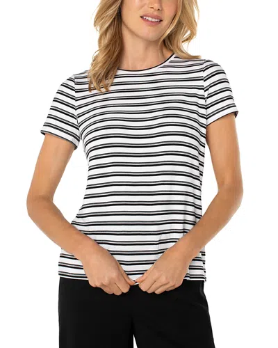 Liverpool Los Angeles Slim Fit Crewneck Knit Tee In White Black
