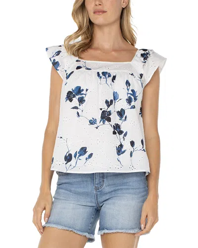 LIVERPOOL LOS ANGELES SQUARE NECK EYELET TOP