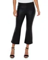 Liverpool Los Angeles Stella Crackle Coated Kick Flare Ponte Crop Pants In Black Crackle