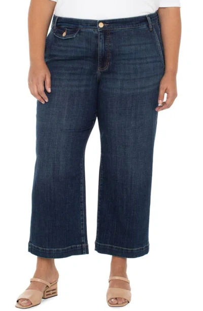 Liverpool Los Angeles Stride High Waist Crop Wide Leg Jeans In Blue