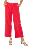 Liverpool Los Angeles Stride Belted High Waist Crop Wide Leg Twill Pants In Geranium
