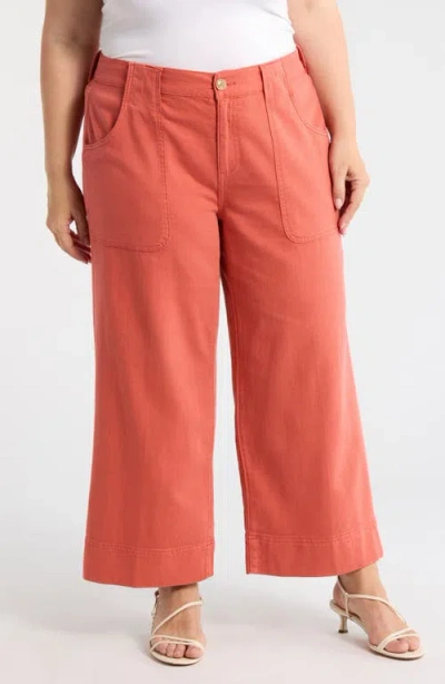 Liverpool Los Angeles Stride High Waist Crop Wide Leg Utility Pants In Orange