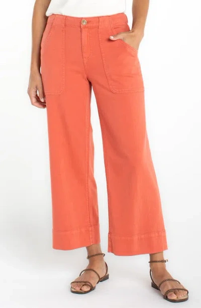 Liverpool Los Angeles Stride High Waist Crop Wide Leg Utility Pants In Orange